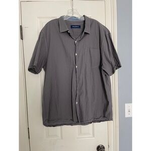Tommy Bahama Mens Short Sleeve Textured Button Up Shirt Gray Size XXL